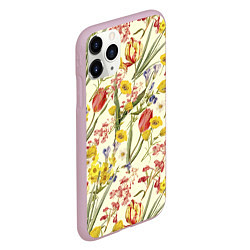 Чехол iPhone 11 Pro матовый Цветы Весенние Тюльпаны, цвет: 3D-розовый — фото 2