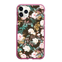 Чехол iPhone 11 Pro матовый Цветы Розы Садовые, цвет: 3D-малиновый