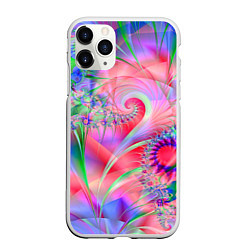 Чехол iPhone 11 Pro матовый WRITHING COLORED FRACTALS, цвет: 3D-белый