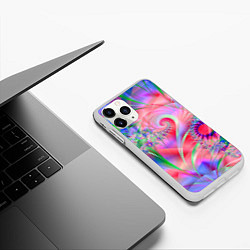 Чехол iPhone 11 Pro матовый WRITHING COLORED FRACTALS, цвет: 3D-белый — фото 2