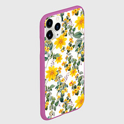 Чехол iPhone 11 Pro матовый Цветы Жёлтого Цвета, цвет: 3D-фиолетовый — фото 2