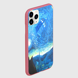 Чехол iPhone 11 Pro матовый Тардис Ван Гог, цвет: 3D-малиновый — фото 2