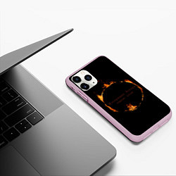 Чехол iPhone 11 Pro матовый Знак тьмы из Dark Souls с надписью, цвет: 3D-розовый — фото 2