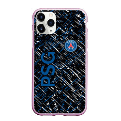 Чехол iPhone 11 Pro матовый Псж синие белые чёрточки, цвет: 3D-розовый