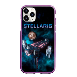 Чехол iPhone 11 Pro матовый Stellaris космический корабль, цвет: 3D-фиолетовый