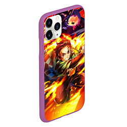 Чехол iPhone 11 Pro матовый Клинок, рассекающий демонов Demon Slayer, цвет: 3D-фиолетовый — фото 2