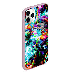 Чехол iPhone 11 Pro матовый Красочный космос, цвет: 3D-розовый — фото 2