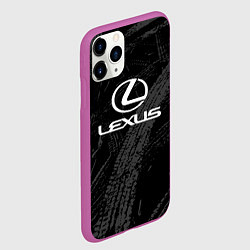 Чехол iPhone 11 Pro матовый Lexus - следы шин, цвет: 3D-фиолетовый — фото 2