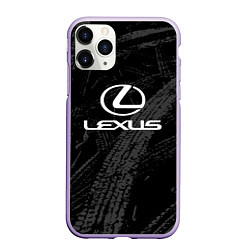 Чехол iPhone 11 Pro матовый Lexus - следы шин, цвет: 3D-светло-сиреневый