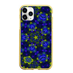 Чехол iPhone 11 Pro матовый Абстрактный зелено-синий узор Звезда, цвет: 3D-желтый