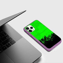 Чехол iPhone 11 Pro матовый САЛАТОВЫЕ НЕОНОВЫЕ БРЫЗГИ КРАСКИ, цвет: 3D-фиолетовый — фото 2