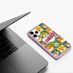 Чехол iPhone 11 Pro матовый Pop art shiba inu, цвет: 3D-розовый — фото 2