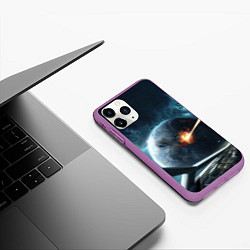 Чехол iPhone 11 Pro матовый Stellaris взрыв звезды лучом с космического корабл, цвет: 3D-фиолетовый — фото 2