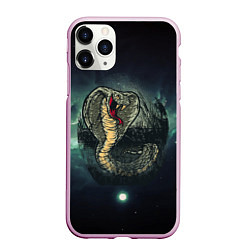 Чехол iPhone 11 Pro матовый Большая ядовитая змея, цвет: 3D-розовый