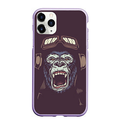 Чехол iPhone 11 Pro матовый Орущая горилла, цвет: 3D-светло-сиреневый