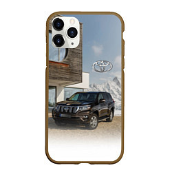 Чехол iPhone 11 Pro матовый Тoyota Land Cruiser Prado у горного коттеджа Mount, цвет: 3D-коричневый