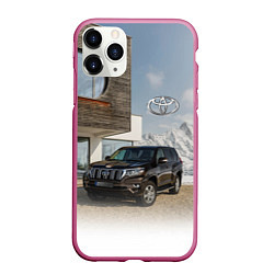 Чехол iPhone 11 Pro матовый Тoyota Land Cruiser Prado у горного коттеджа Mount, цвет: 3D-малиновый