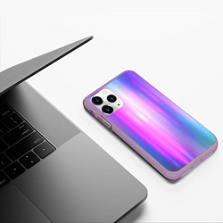 Чехол iPhone 11 Pro матовый Northern lights, Северное сияние, неоновое свечени, цвет: 3D-сиреневый — фото 2