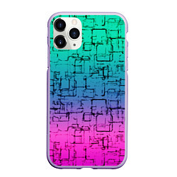 Чехол iPhone 11 Pro матовый Абстрактный узор на розово-бирюзовом градиентном ф, цвет: 3D-светло-сиреневый