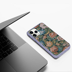 Чехол iPhone 11 Pro матовый Floral pattern Цветочный паттерн, цвет: 3D-светло-сиреневый — фото 2