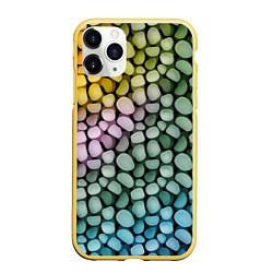 Чехол iPhone 11 Pro матовый Морские розовые голубые желтые камешки