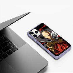 Чехол iPhone 11 Pro матовый Сайтама-человек удара, цвет: 3D-светло-сиреневый — фото 2