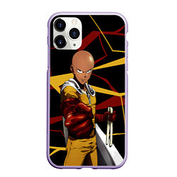 Чехол iPhone 11 Pro матовый One Punch Man - Сайтама-аниме, цвет: 3D-светло-сиреневый