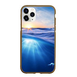 Чехол iPhone 11 Pro матовый Грань между небом и водой, цвет: 3D-коричневый