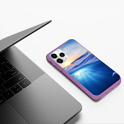 Чехол iPhone 11 Pro матовый Грань между небом и водой, цвет: 3D-фиолетовый — фото 2