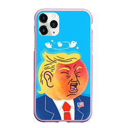 Чехол iPhone 11 Pro матовый Дональд Трамп и Твиттер, цвет: 3D-розовый