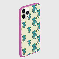 Чехол iPhone 11 Pro матовый Милые зеленые человечки, цвет: 3D-фиолетовый — фото 2