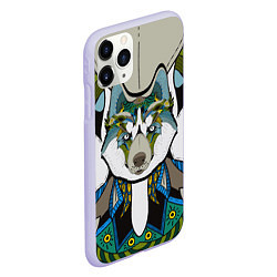 Чехол iPhone 11 Pro матовый Волк и этномир, цвет: 3D-светло-сиреневый — фото 2