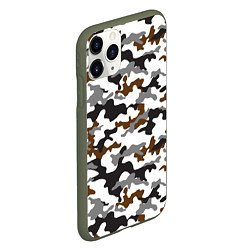 Чехол iPhone 11 Pro матовый Камуфляж Чёрно-Белый Camouflage Black-White, цвет: 3D-темно-зеленый — фото 2