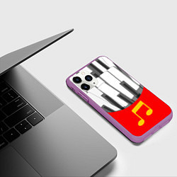 Чехол iPhone 11 Pro матовый Клавиши фортепиано как картошка фри, цвет: 3D-фиолетовый — фото 2