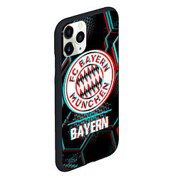 Чехол iPhone 11 Pro матовый Bayern FC в стиле Glitch на темном фоне, цвет: 3D-черный — фото 2