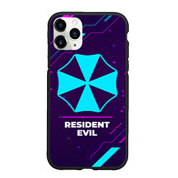 Чехол iPhone 11 Pro матовый Символ Resident Evil в неоновых цветах на темном ф