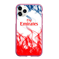 Чехол iPhone 11 Pro матовый Arsenal пламя, цвет: 3D-малиновый