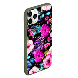 Чехол iPhone 11 Pro матовый Floral pattern Summer night Fashion trend, цвет: 3D-темно-зеленый — фото 2