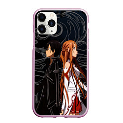 Чехол iPhone 11 Pro матовый Кирито и Асуна - Sword Art Online, цвет: 3D-розовый