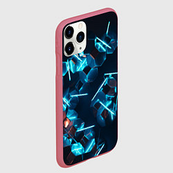 Чехол iPhone 11 Pro матовый Неоновые фигуры с лазерами - Голубой, цвет: 3D-малиновый — фото 2