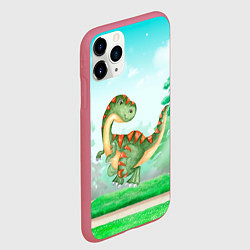 Чехол iPhone 11 Pro матовый Маленький Динозаврик, цвет: 3D-малиновый — фото 2