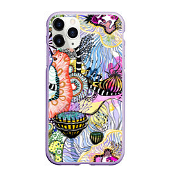 Чехол iPhone 11 Pro матовый Подводный цветочно коралловый мир, цвет: 3D-светло-сиреневый