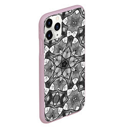 Чехол iPhone 11 Pro матовый Черно-белый геометрический мозаичный узор, цвет: 3D-розовый — фото 2