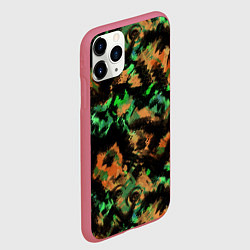 Чехол iPhone 11 Pro матовый Зелено-оранжевый осенний абстрактный узор, цвет: 3D-малиновый — фото 2