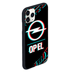 Чехол iPhone 11 Pro матовый Значок Opel в стиле Glitch на темном фоне, цвет: 3D-черный — фото 2