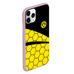Чехол iPhone 11 Pro матовый Боруссия - borussia желтые соты, цвет: 3D-розовый — фото 2