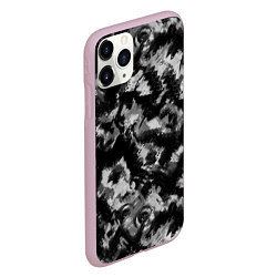 Чехол iPhone 11 Pro матовый Черно-белый абстрактный камуфляж, цвет: 3D-розовый — фото 2