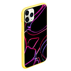 Чехол iPhone 11 Pro матовый Неоновые линзы во тьме - Розовый, цвет: 3D-желтый — фото 2