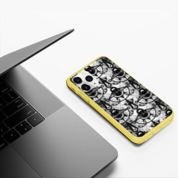 Чехол iPhone 11 Pro матовый В черно-серых тонах геометрический узор, цвет: 3D-желтый — фото 2