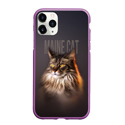 Чехол iPhone 11 Pro матовый Maine cat, цвет: 3D-фиолетовый